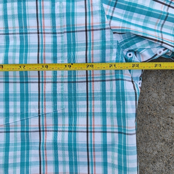 Ariat Men's Pro Shirt Blue White Plaid Medium Cowboy Button Down Short Sleeve - Picture 6 of 9